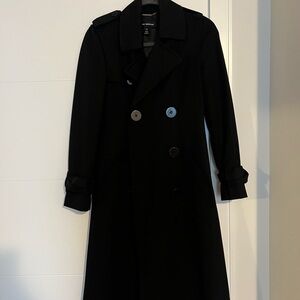 Club Monaco Double-Breasted Black Trench Coat